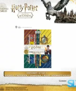 Famesbro Wizarding World Cinereplica: Stationery Set:Set 1 - 4 Pencils, 1 Notebook, 1 Sharpener, 1 Ruler - Hogwarts Houses