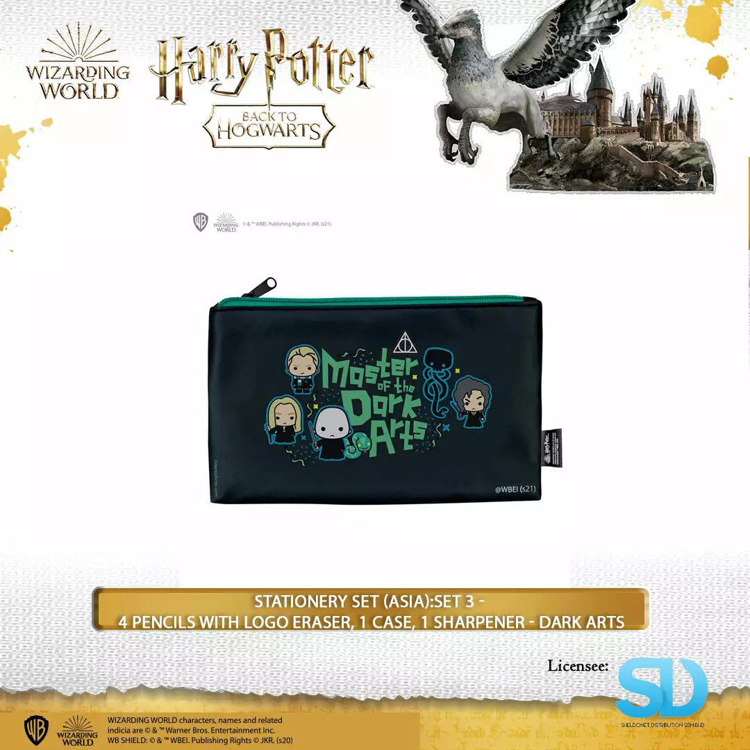 Famesbro Cinereplica: Stationery Set (Asia):Set 3 - 4 Pencils With Logo Eraser, 1 Case, 1 Sharpener - Dark Arts 6 Famesbro Cinereplica: Stationery Set (Asia):Set 3 - 4 Pencils With Logo Eraser, 1 Case, 1 Sharpener - Dark Arts