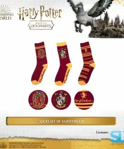 Famesbro Cinereplica: Socks Set Of 3:Gryffindor Wizarding World