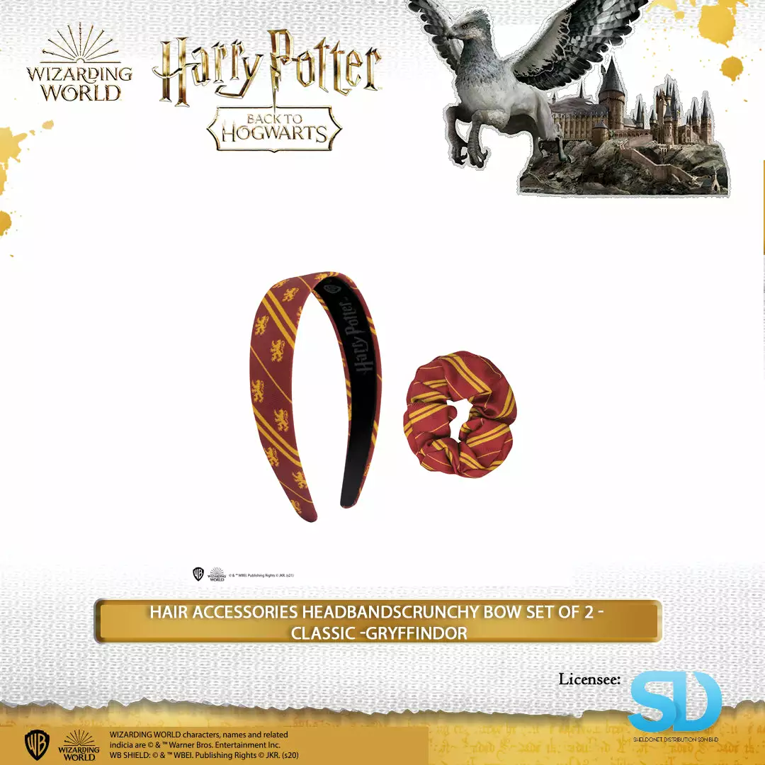 Famesbro Wizarding World Cinereplica: Hair Accessories Headband Scrunchy Bow Set Of 2 - Classic -Gryffindor 3 Famesbro Wizarding World Cinereplica: Hair Accessories Headband Scrunchy Bow Set Of 2 - Classic -Gryffindor