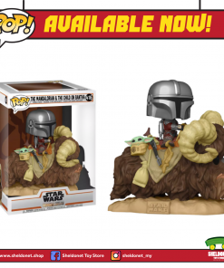 FUNKO Pop! Deluxe: Mandalorian - The Mandalorian On Bantha With Child In Bag