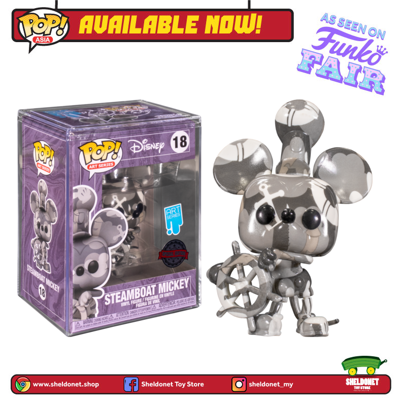 FUNKO Pop! Disney (Artist Series): Mickey Mouse - Steamboat Willie With Choice Of Pop! Protector (Exclusive) 3 FUNKO Pop! Disney (Artist Series): Mickey Mouse - Steamboat Willie With Choice Of Pop! Protector (Exclusive)