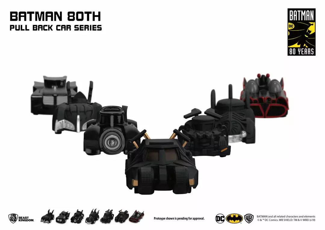 Beast Kingdom: Batman 80th Pull Back Car Series - Comes In 7 Collections (Year Series 1966, 1992, 1995, 1997, 2005, 2017) 7 Beast Kingdom: Batman 80th Pull Back Car Series - Comes In 7 Collections (Year Series 1966, 1992, 1995, 1997, 2005, 2017)